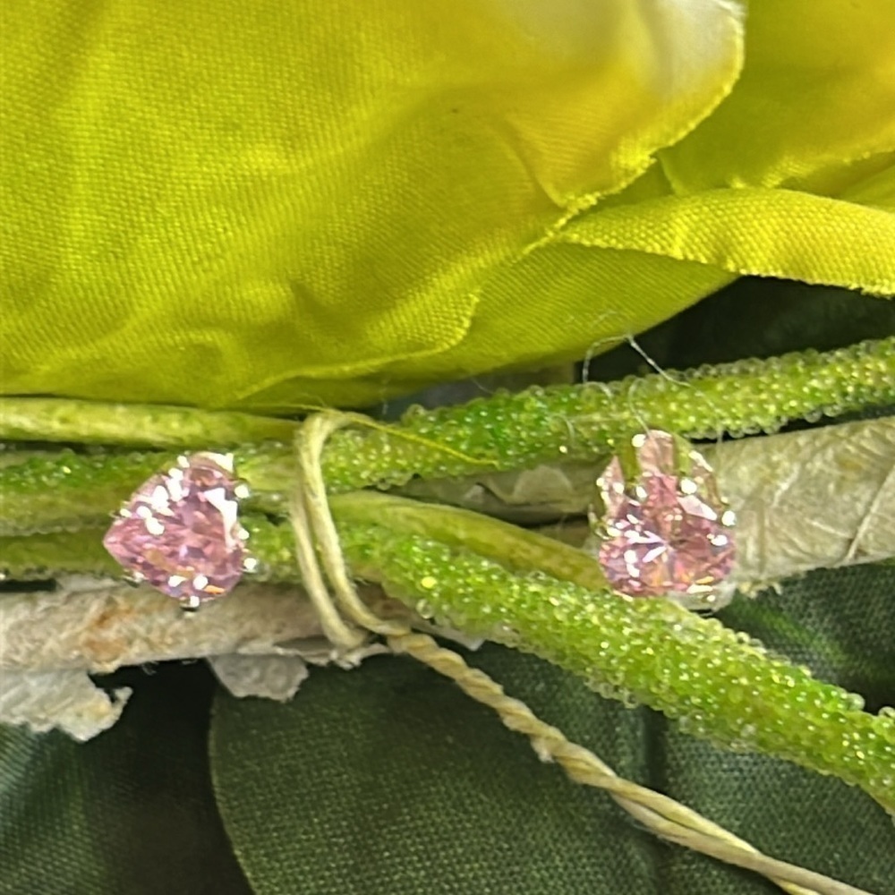 Swarovski Pink Crystal Heart Shaped Earrings